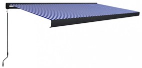 kék és fehér manuális kazettás napellenző 500 x 300 cm