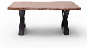 CARTAGENA dohányzó asztal akácfa 110x70cm - X alakú antracit szürke lábbal - Dió