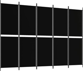 vidaXL 5 paneles fekete szövet térelválasztó 250x180 cm