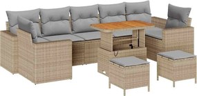 vidaXL Kerti Kanapé Szett 10 pcs Bézs polirattan