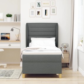 Boxspring Ágy Matrac Esernyő Szürke 90x200 cm Szövet