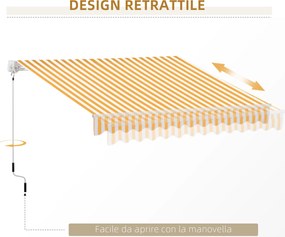 Outsunny Kézi Visszahúzható Napernyő 295 x 245 cm Kültéri Terasz Napernyő Kurblival, Állítható Szög 45°-85°, Alumínium és 280 g/m² Poliészter, Terasz