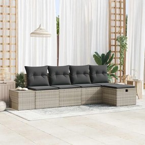 Kerti Kanapé Szett párnával 5 pcs Világosszürke 55 x 62 x 69 cm