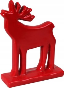 Kerámia rénszarvas piros figura dekoráció