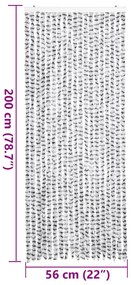 világosszürke és sötétszürke zsenília rovarfüggöny 56 x 200 cm