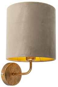 Vintage fali lámpa, taupe bársony árnyalattal - Matt