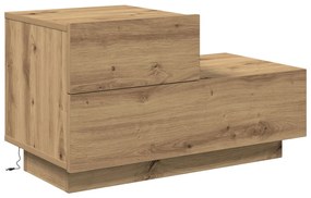 Éjjeli szekrény LED világítással, Műgyanta tölgy, 100x36x49 cm