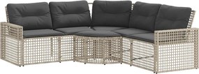 vidaXL L-alakú szürke polyrattan kerti kanapé párnákkal és lábtartóval