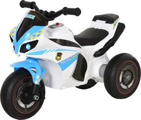 HOMCOM Gyermek Verseny Motorkerékpár Játék Fénnyel és Zenével, Tárolós Dobozban, Kék Fehér | Aosom