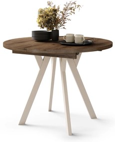 Mazzoni ALDO Elegáns Dió/bézs lábak - BŐVÍTHETŐ KEREK ASZTAL Y ALAKÚ LÁBAKKAL LOFT/IPARI STÍLUSÚ NAPPALIBA/ÉTKEZŐBE