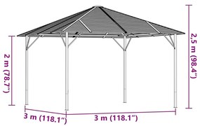 Antracitszürke pavilon tetővel 3 x 3 m