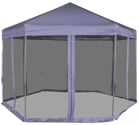 sötétkék hatszögletű felugró pavilon 6 oldalfallal 3,6 x 3,1 m