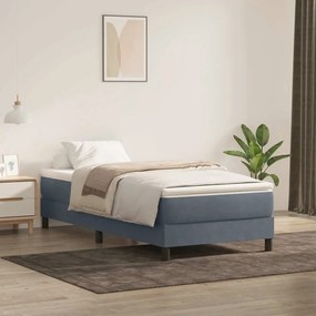 sötétszürke bársony rugós ágy matrac nélkül 80x210 cm
