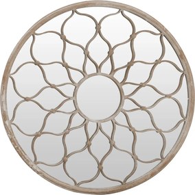 vidaXL homokszínű kerek vas kerti tükör 60 x 3 cm kültéri használatra