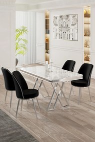 Vals étkezőgarnitúra, fehér-króm, 130 cm – TR240CHR2339