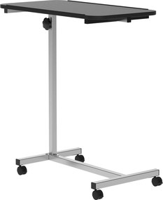 HOMCOM Görgős Oldalsó Asztal Állítható Magassággal és Fém Vázzal 113x40x76-100 cm Fekete és Ezüst | Aosom
