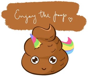 Illusztráció Cute funny quote Enjoy the poop with unicorn emoji, Yana Kalashnikova