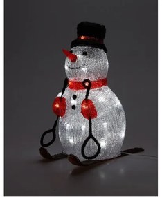 Hóember síléceken karácsonyi LED dekoráció 30 LED, piros, 31 cm