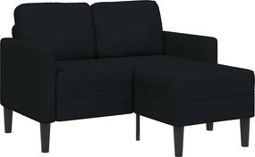 vidaXL fekete anyagból 2 üléses kanapé L-alakú kanapéval 125 cm