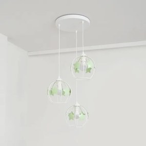 Gyerek csillár zsinóron STARS 3xE27/15W/230V zöld/fehér