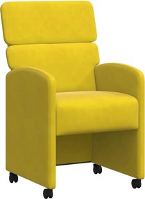 vidaXL Kerekes Étkező Székek 2 pcs Sárga 58 x 65 x 98 cm Bársony