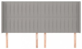 világosszürke szövet fejtámla szárnyakkal 203x16x118/128 cm