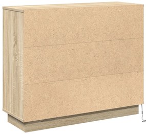 LED-es oldal szekrény Sonoma tölgy 90x32x75 cm Műszaki fa