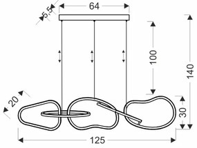 LED zsinóros csillár ANNELI LED/45W/230V 125 cm arany