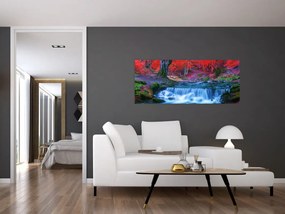 Kép Vízesés egy vörös erdőben (120x50 cm)