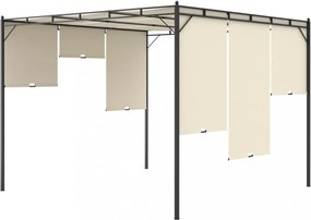 krémszínű kerti pavilon oldalfüggönnyel 3 x 3 x 2,25 m