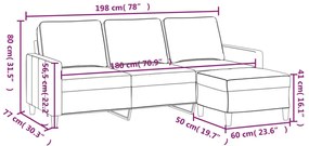 3 személyes sárga bársonykanapé lábtartóval 180 cm