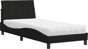 vidaXL fekete szövet ágy matraccal Hanko 90x200 cm