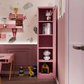 Keskeny irodai szekrény ALEX, 450 x 850 x 400 mm, Fresh Style: púderrózsaszín