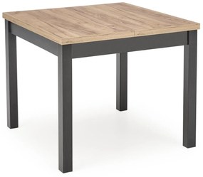 Asztal Houston 1562Craft tölgy, Fekete, 77x90x90cm, Hosszabbíthatóság, Közepes sűrűségű farostlemez, Laminált forgácslap