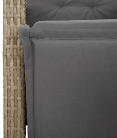 vegyes bézs polyrattan dönthető kerti szék lábtartóval
