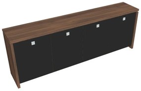 Verno alacsony szekrény 248 x 46 x 90 cm, üvegajtó, dió / fekete