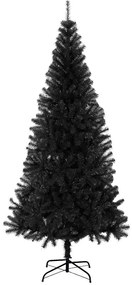 Karácsonyfa 300 LED-del állvánnyal Fekete 210 cm PVC