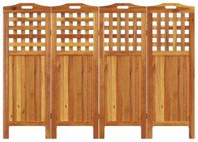 4 paneles tömör akácfa térelválasztó 162x2x115 cm