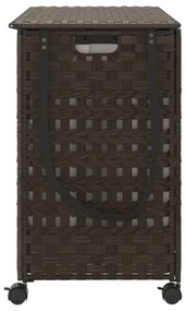 sötétbarna rattan szennyeskosár kerekekkel 66x35x60 cm