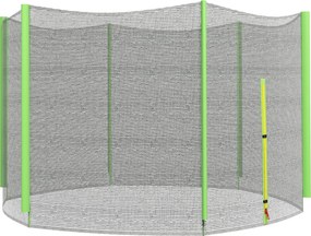 SPORTNOW 305 cm Trampolin Biztonsági Háló Kerek Trampolin Háló Kültéri Védekező Háló 6 Egyenes Polccal Zöld | Aosom