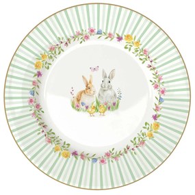 Húsvéti nyuszi mintás porcelán desszertes tányér 4 db szett Happy Easter