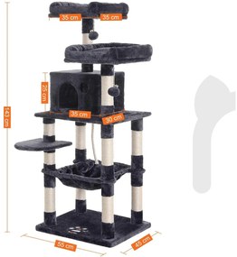 FEANDREA Macska kaparó, stabil macskatorony, 2 plüss fekhely, 143 cm