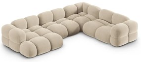 Bézs bársony sarokkanapé (jobb oldali-U alakú) Loretto – Cosmopolitan Design