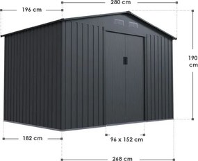 Juskys Kerti ház XL 280x196x190 cm - antracit