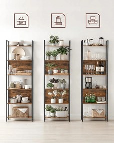 Könyvespolc TAYLOR 6 polc 186x60cm, rusztikus barna