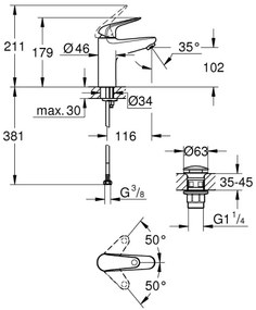 GROHE 24326001 - SWIFT mosdócsaptelep DN 15, M méret, fényes króm