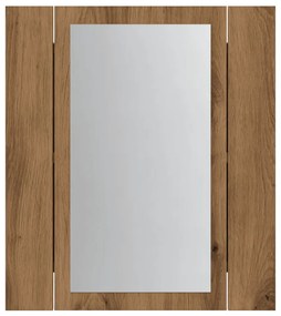 kézműves tölgy szerelt fa tükrös szekrény LED-del 40x12x45 cm