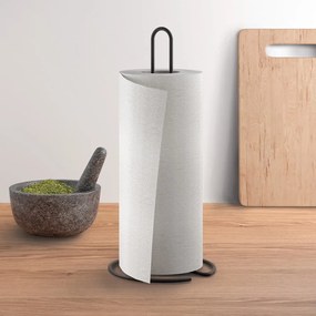 Matt fekete acél papírtörlő tartó ø 14 cm Lava – Metaltex