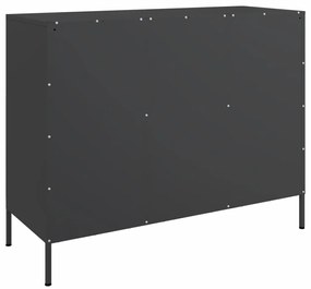 fekete acél tálalószekrény 100,5 x 39 x 79 cm