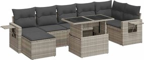 vidaXL 8 részes világosszürke polyrattan kerti ülőgarnitúra párnával